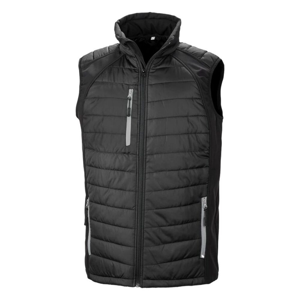 Result Mens Black Compass Padded Soft Shell Gilet / Black/Gray